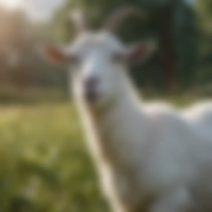 Diverse goat breeds in a lush pasture