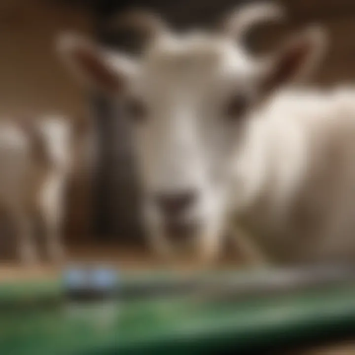 A goat being monitored for health checks