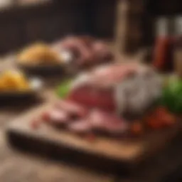 Nutrient-rich goat meat displayed on a wooden table