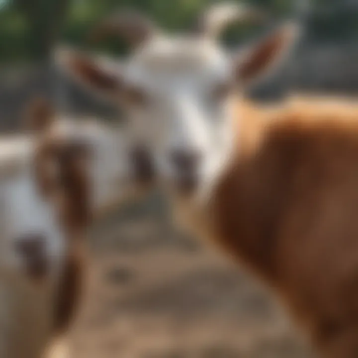 Goats interacting in a breeding pen
