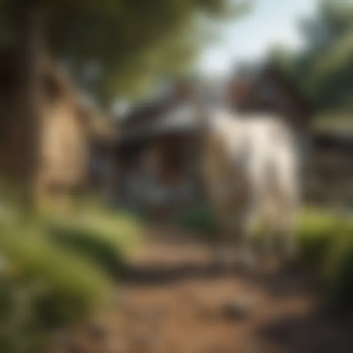 A serene farm environment showcasing goat habitats