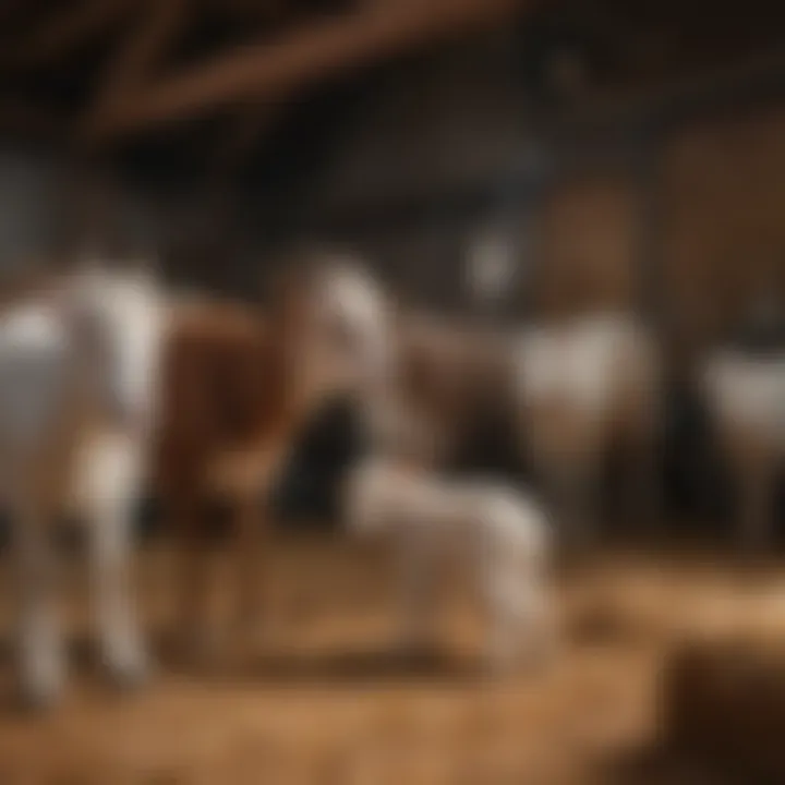 Healthy goats receiving veterinary care in a barn
