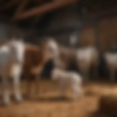 Veterinary Care for Goats Healthy goats receiving veterinary care in a barn