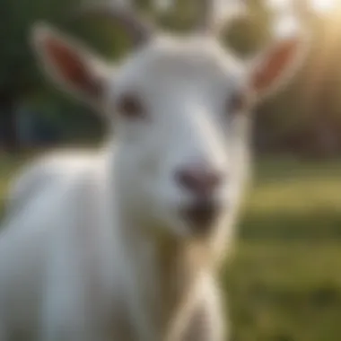 Illustration of a healthy goat in a pasture