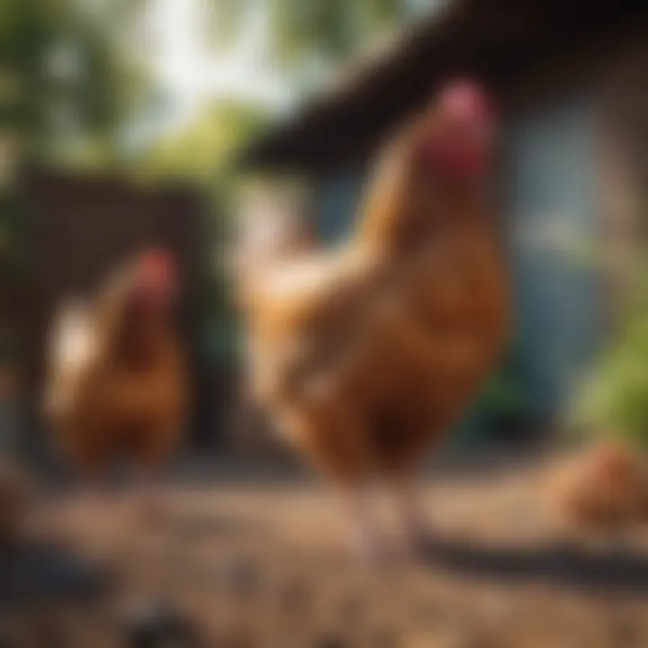 Chickens enjoying home-grown food in a backyard setting