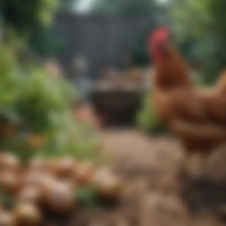 Sustainable gardening practices in action for chicken feed