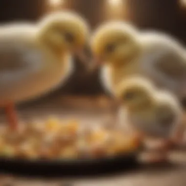 Chicks Enjoying Starter Feed Chicks feeding on starter feed