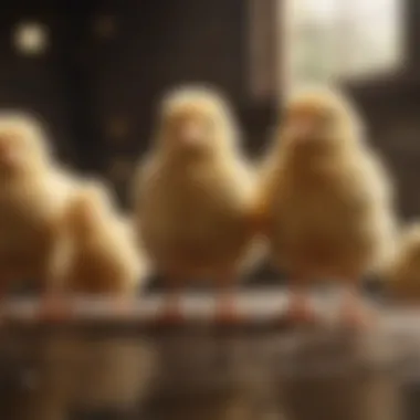 Healthy Chicks Displaying Growth Healthy chicks showing optimal growth