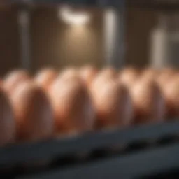 Close-up of an incubator with eggs