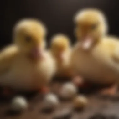Healthy ducklings emerging from their eggs
