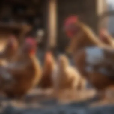 Chickens Seeking Warmth Chickens huddled together for warmth