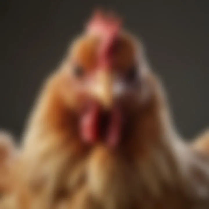 A close-up of a heritage chicken breed known for its distinct traits and attributes.