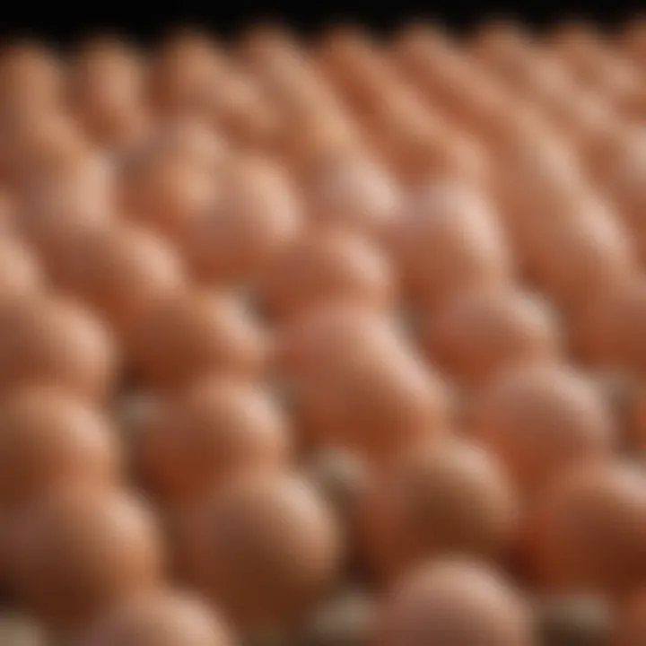 Close-up of eggs produced by well-nourished hens