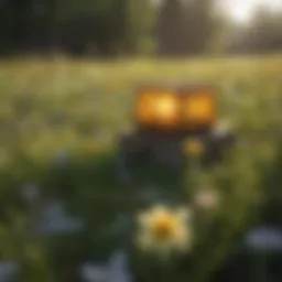 An expansive meadow showing natural bee habitats with flowers