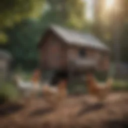 A serene chicken coop with healthy laying hens