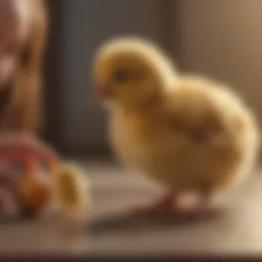 Health Examination of a Young Chick A young chick being examined for health and wellness
