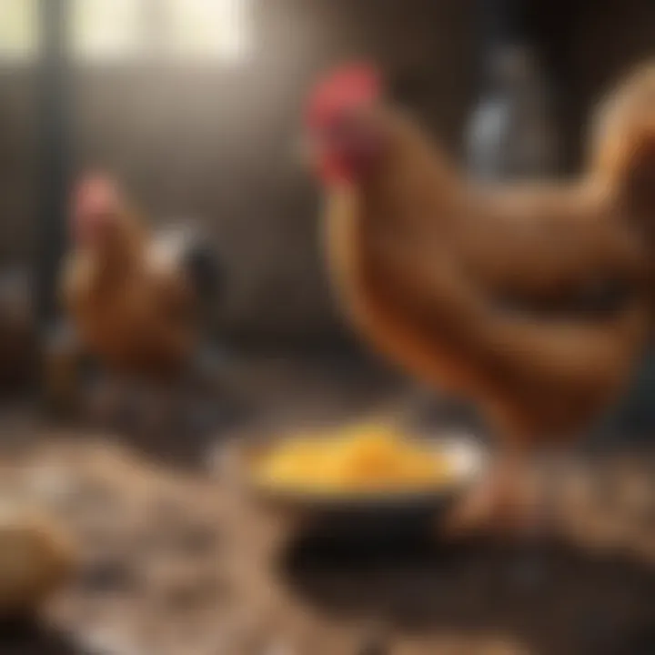 Nutrient-rich feed and fresh water for chickens