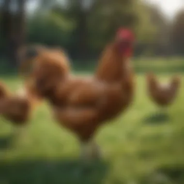 Health Management for Flourishing Chickens Healthy chickens roaming freely in a green pasture