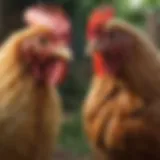 A variety of chicken breeds in a sunny backyard
