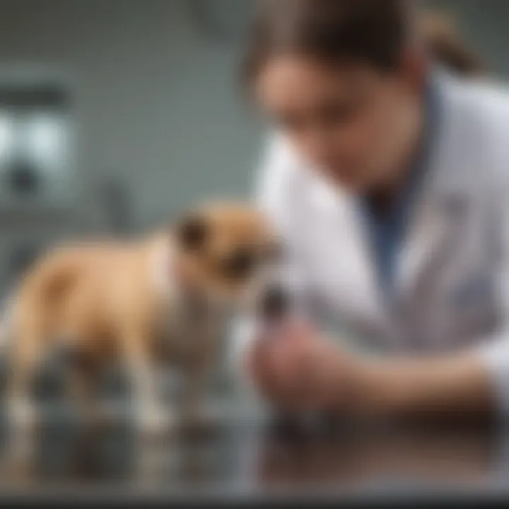 Veterinarian examining a pet for signs of coccidiosis