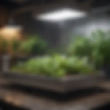 Indoor Hydroponic Garden: A Soil-less Oasis An indoor hydroponic garden showcasing various plants thriving without soil.