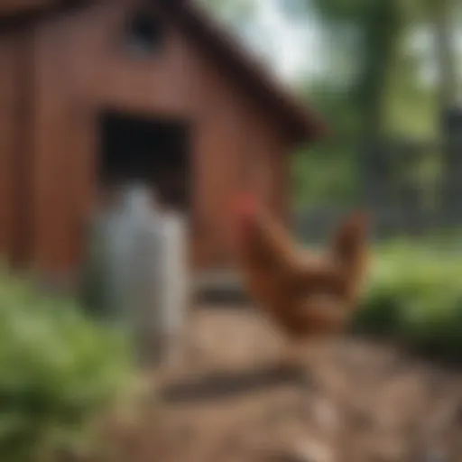 Automatic chicken waterer in a backyard coop setting