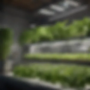Modern Indoor Hydroponic Setup A modern indoor hydroponic setup showcasing various plant types thriving in a soilless environment.