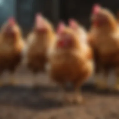 Diverse Chicken Breeds Selection of various chicken breeds in a farm