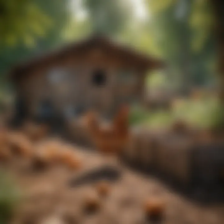 A free-range chicken setup with natural surroundings promoting well-being and health.