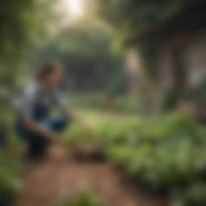 Community members engaging in urban farming activities in a shared garden.