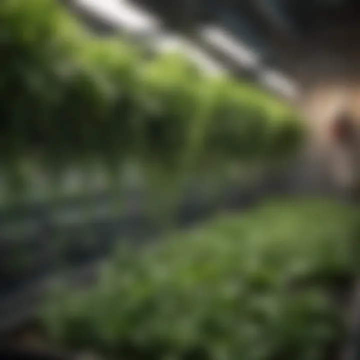 Hydroponic system displaying healthy green plants in a modern setup.