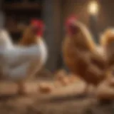 A serene coop environment showcasing a variety of chicken breeds interacting.