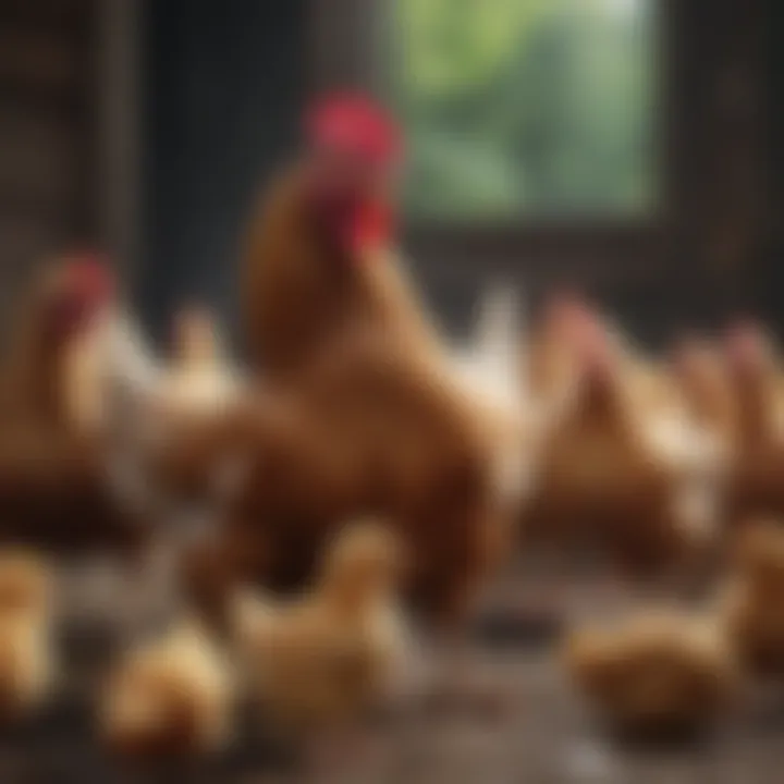 Feeding time with chickens showcasing social dynamics