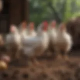Younger chickens exploring a new environment