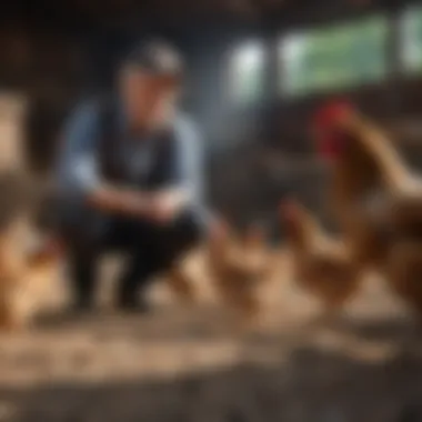 An owner observing chickens for signs of adjustment