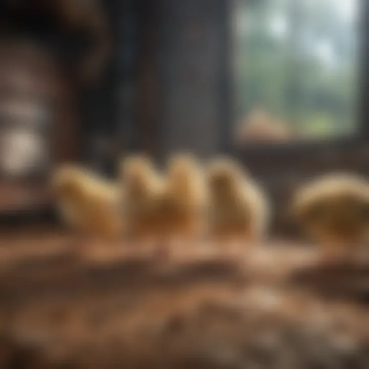 Chicks exploring a safe, enclosed area before integration