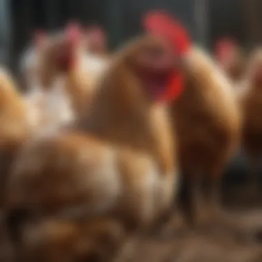 A close-up of a chicken keeper observing and monitoring the behaviors of their flock post-introduction.