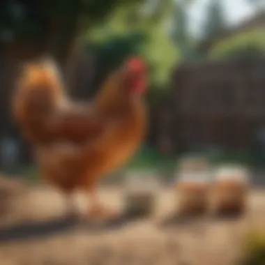 An array of feed and supplements for optimal chicken health