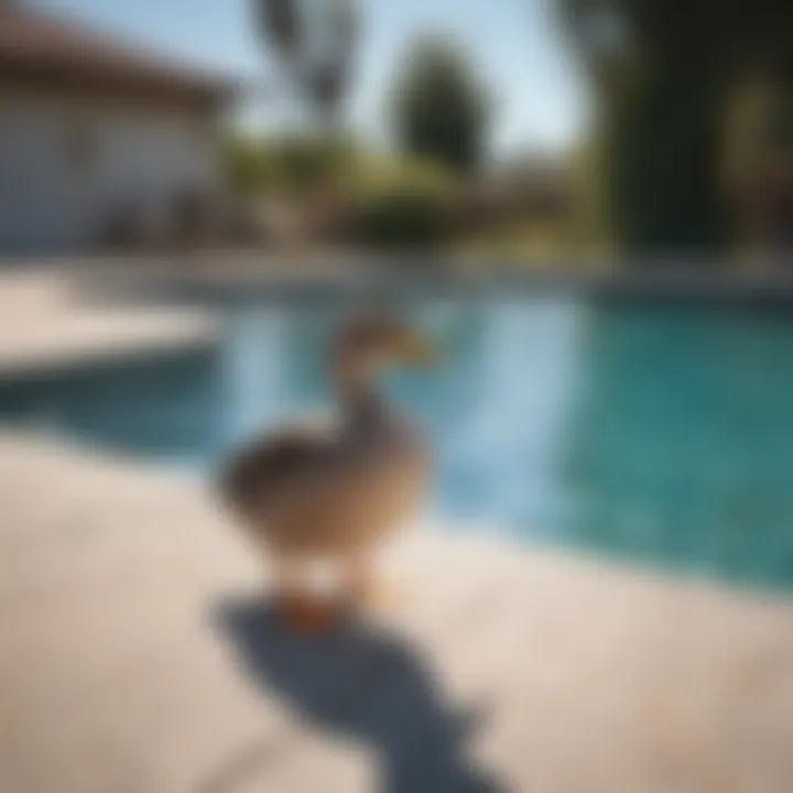 Various pool covers and barriers to prevent duck entry.
