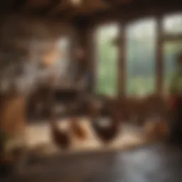 A cozy hen house with multiple hens enjoying their space