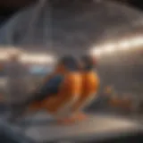Spacious flight cage with diverse perches and toys for birds