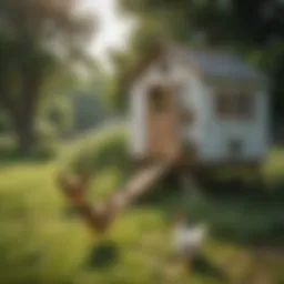 A spacious large moveable chicken coop set in a lush green field