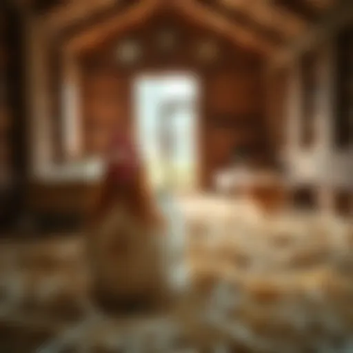 Spacious chicken coop with large pine shavings bedding