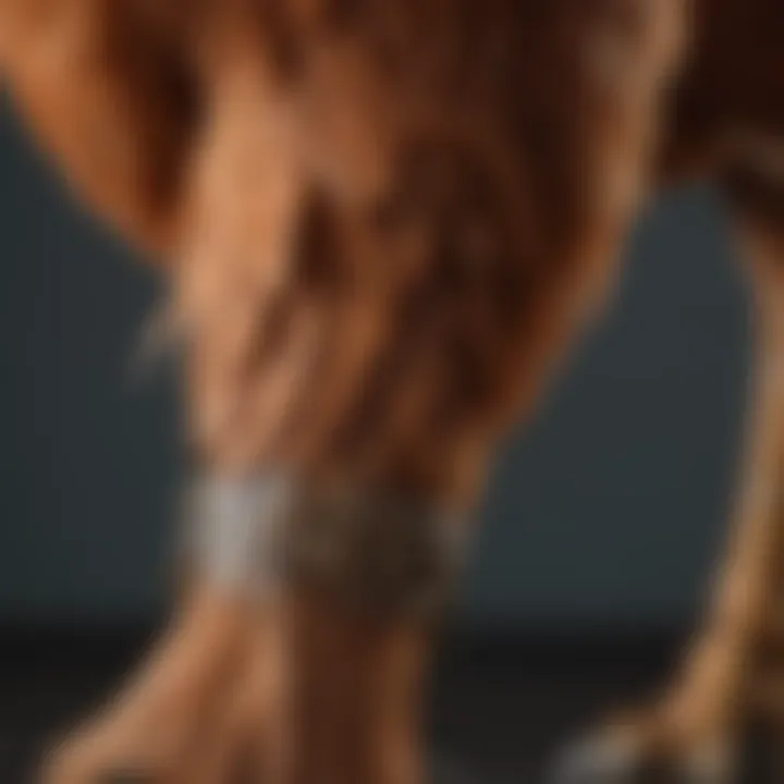 Close-up of a leg band applied to a rooster