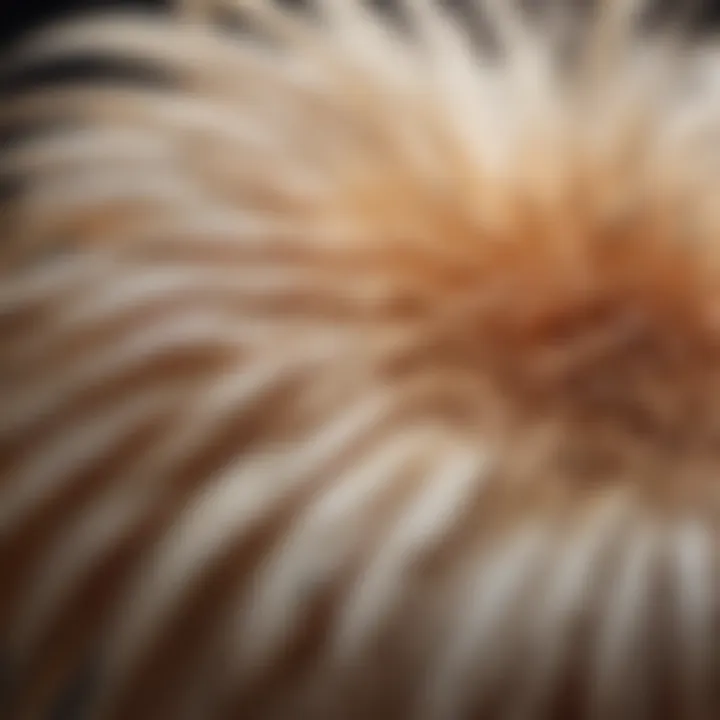 A close-up view of a long tail chicken's unique feather structure highlighting their elegance.