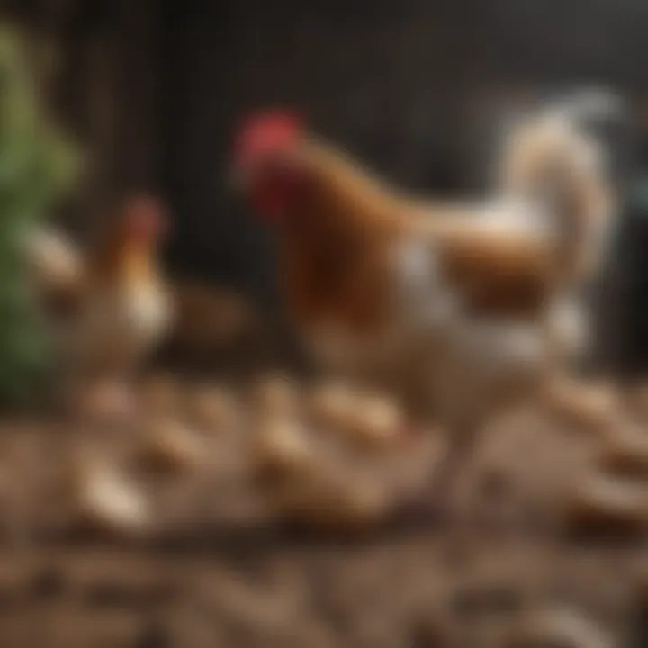 Healthy chickens thriving on organic feed