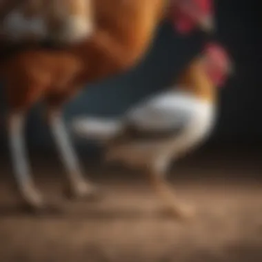 Poultry owner applying a metal leg band to a bird's leg