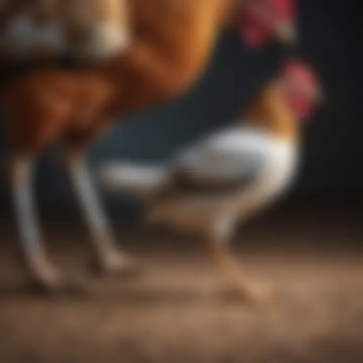 Poultry owner applying a metal leg band to a bird's leg