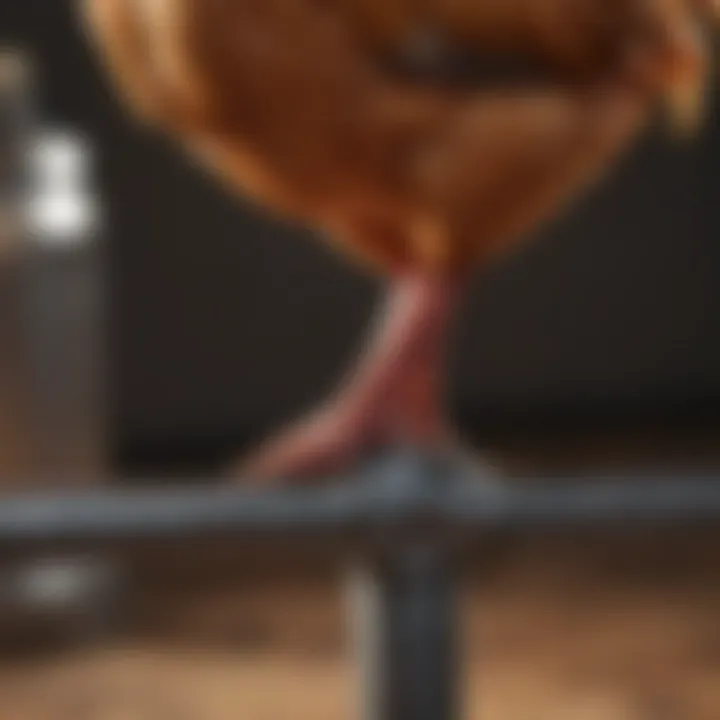 Close-up view of a metal poultry leg band on a bird