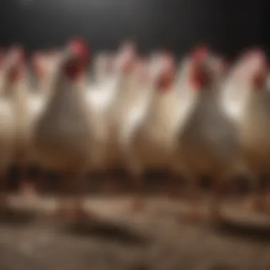 Poultry flock with visible leg bands during free range